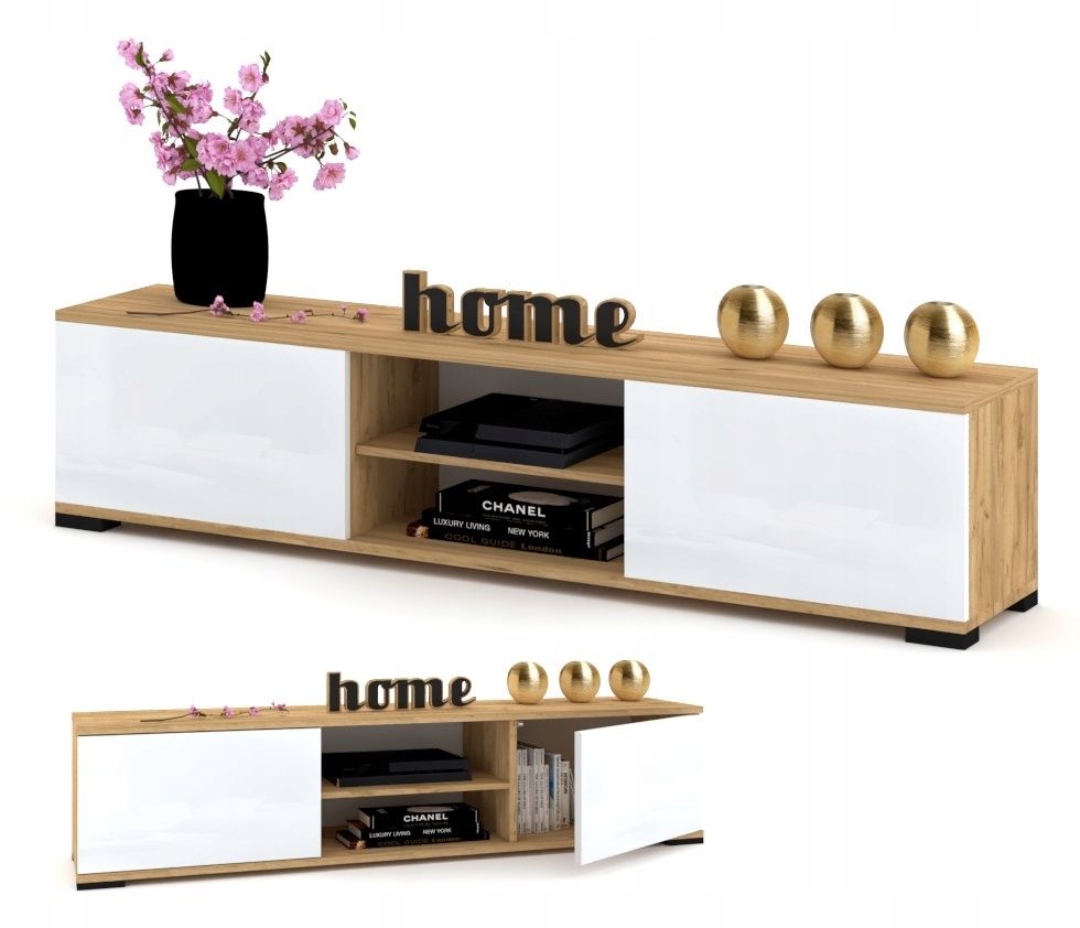 Stojící skříňka Rtv Police Komoda Tv stolek King Dub Craft Bílý Lesk