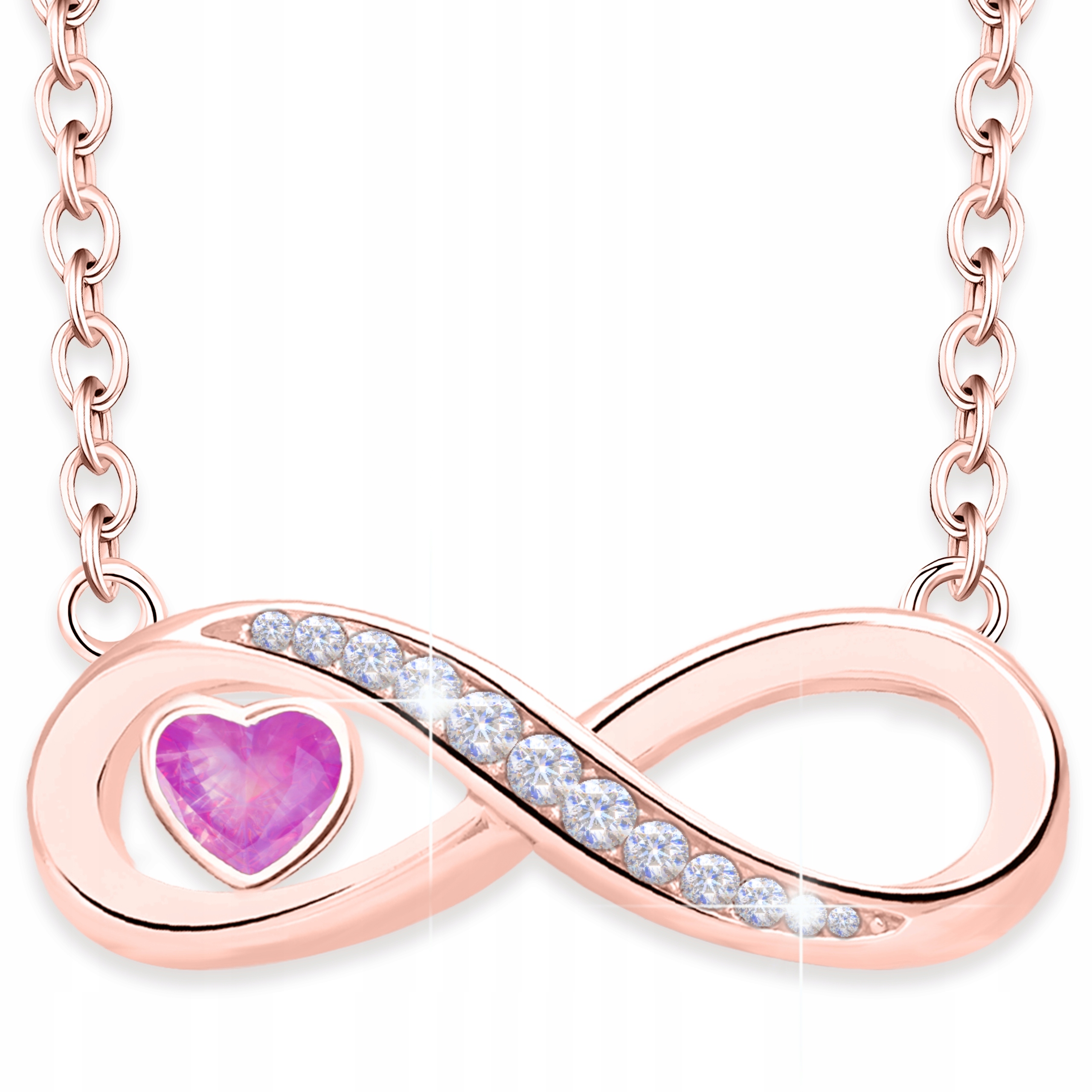 Pozlacený náhrdelník Křišťálové srdce Nekonečno Love Heart Stříbro 925