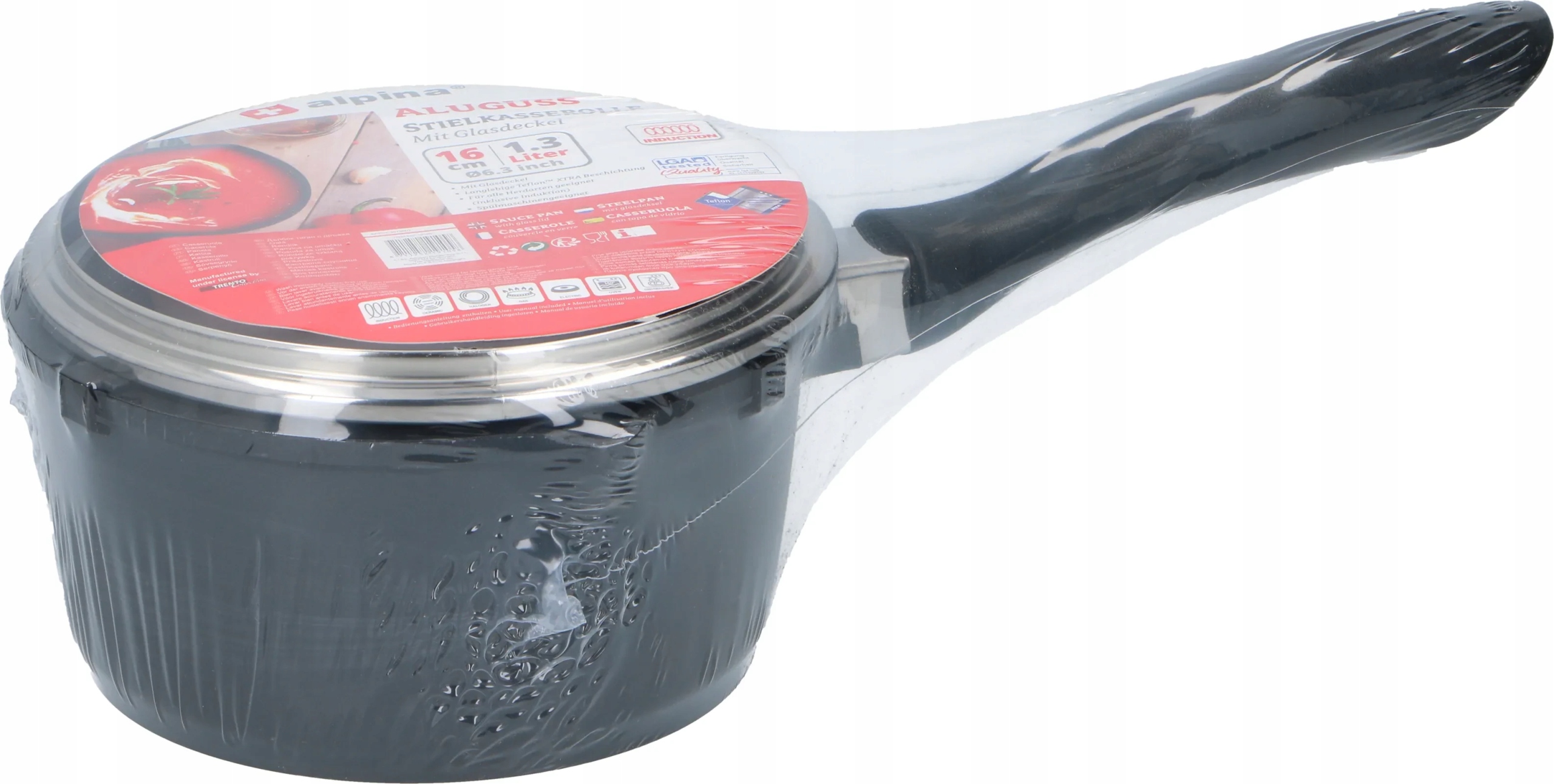 RONDEL z POKRYWKĄ ALPINA rondelek z rączką dziubkiem do mleka indukcja 1,3L Marka Alpina