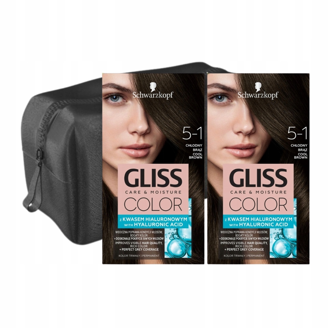 Barva na vlasy Gliss Color Cool Brown 5-1 x2 Dárek