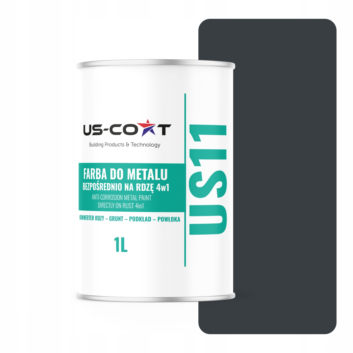 Farba Do Metalu Na Rdzę Blachę Ocynk 4w1 Antracyt RAL7016 Mat 1L