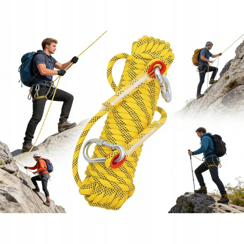 Těžké žluté lano 12 mm 20 m – pro tažení a lezení