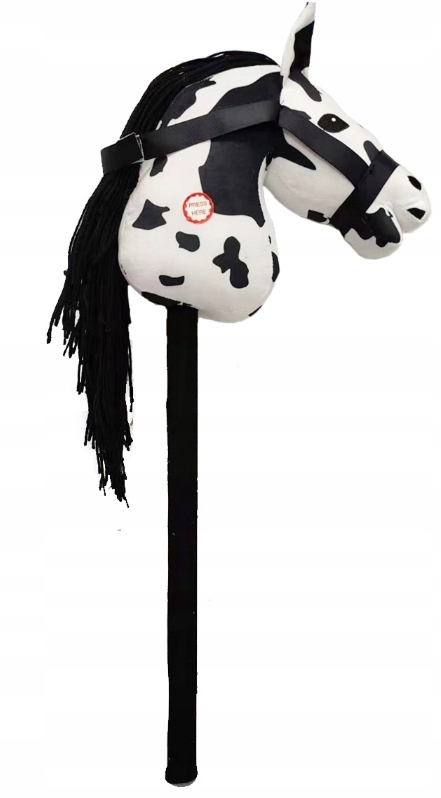 GŁOWA KONIA PLUSZOWA HOBBY HORSE Z GRZYWĄ KOŃ KONIK NA KIJU BIAŁO-CZARNY EAN (GTIN) 5906361450094