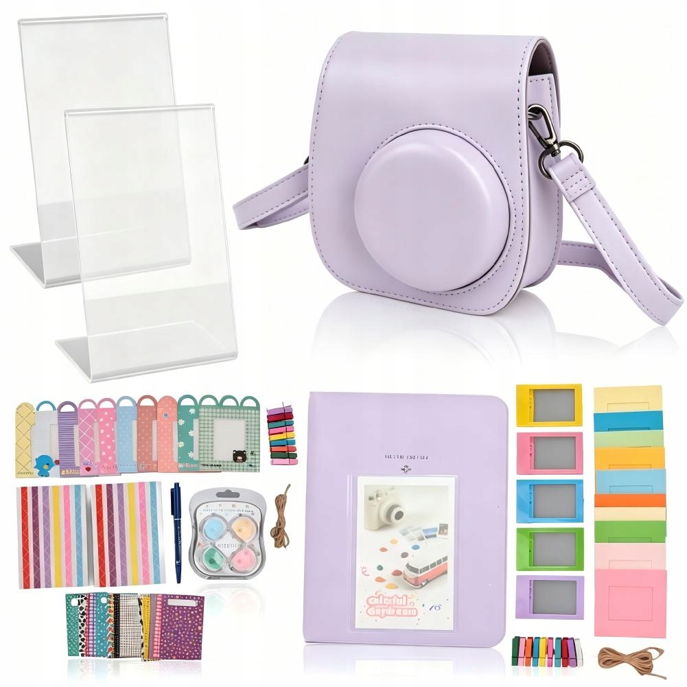 Sada 8V1 Pouzdro Album Samolepky Rámečky Příslušenství Pro Instax Mini 12 Fialová