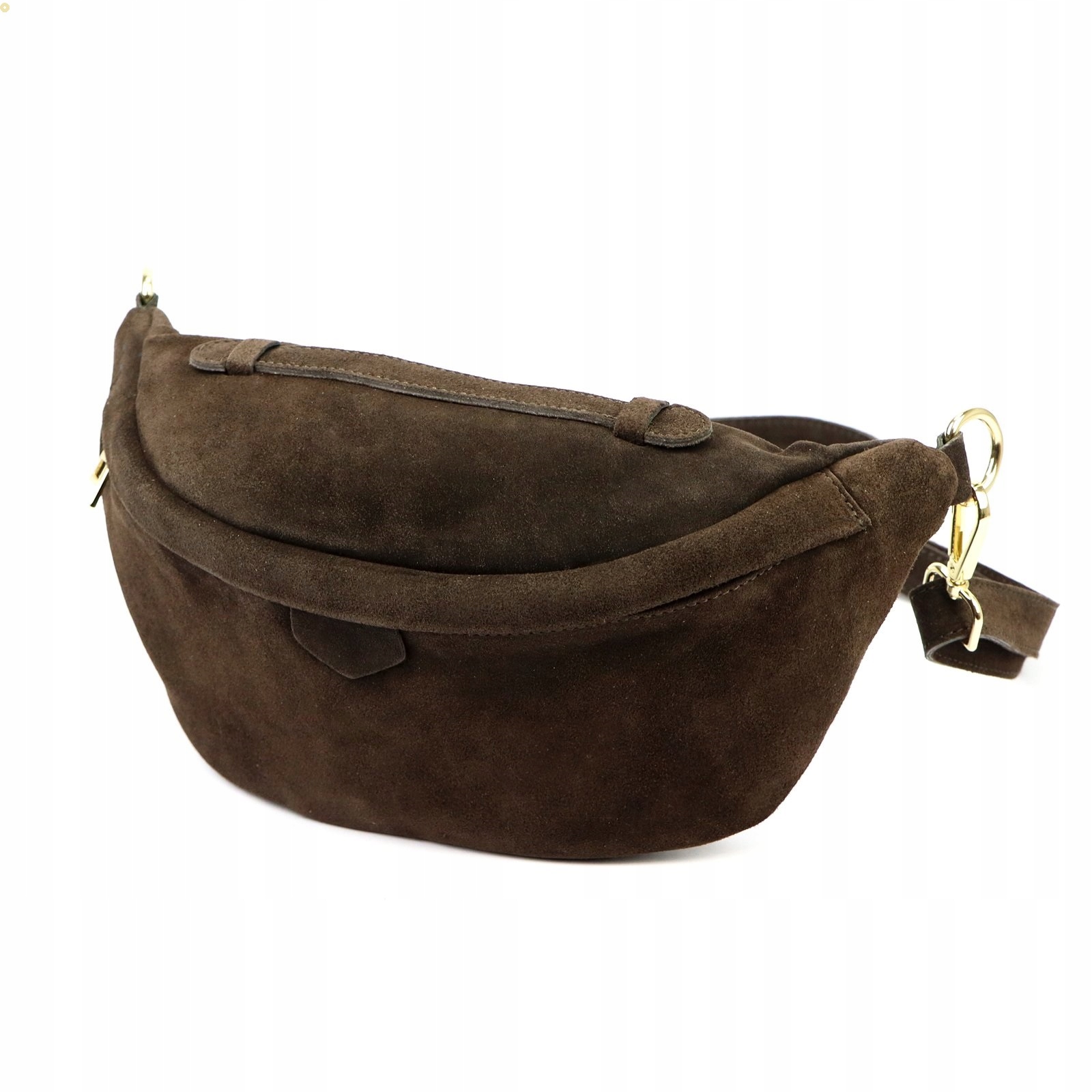 Dámská kožená ledvinka/kabelka přes rameno semišová přírodní hnědá čokoládová