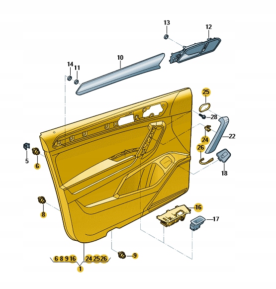 *TAPICERKA DRZWI LEWY PRZÓD VW TIGUAN ALLSPACE OE