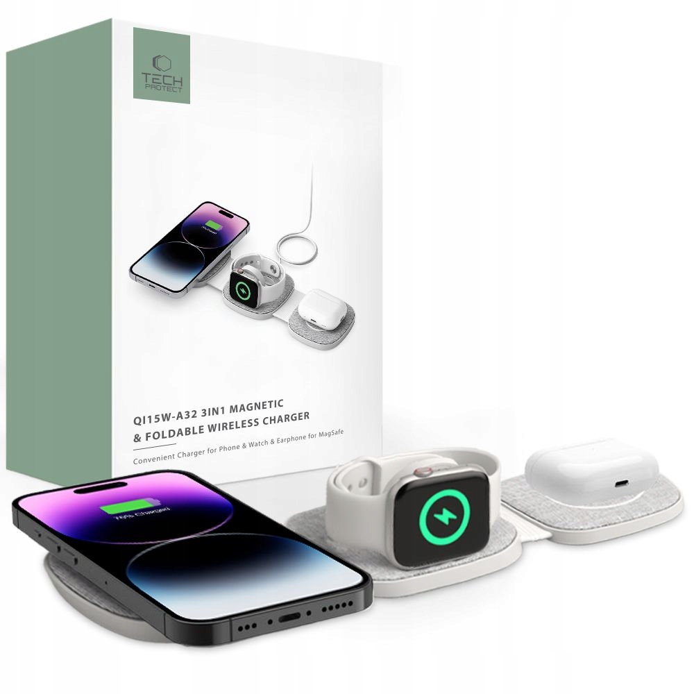 QI15W-A32 Magnetická Nabíječka Magsafe 3V1 Pro Iphone Airpods Apple Watch