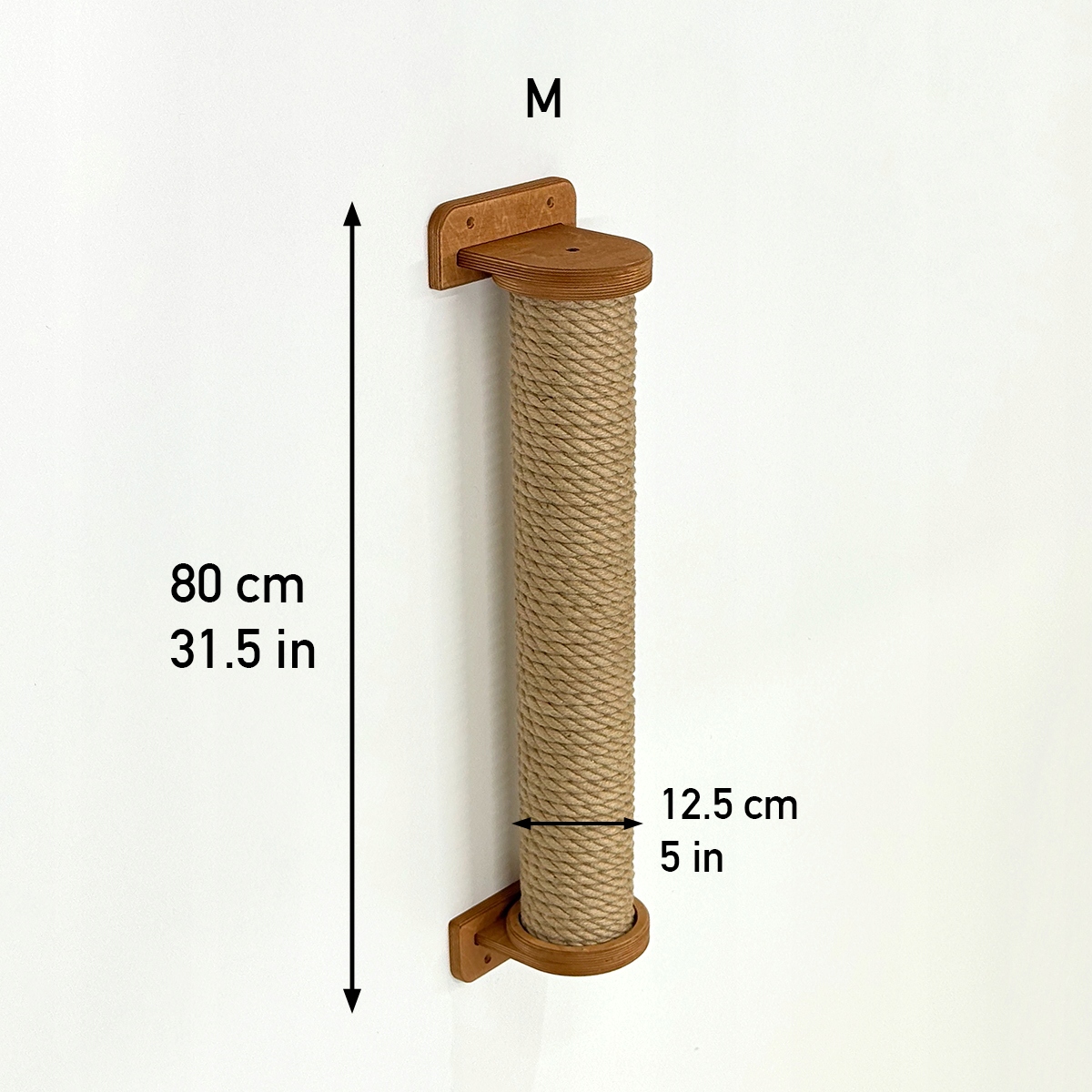Škrabadlo pro kočky, nástěnný jutový sloupek CatMission M 80 cm šrouby Ořech