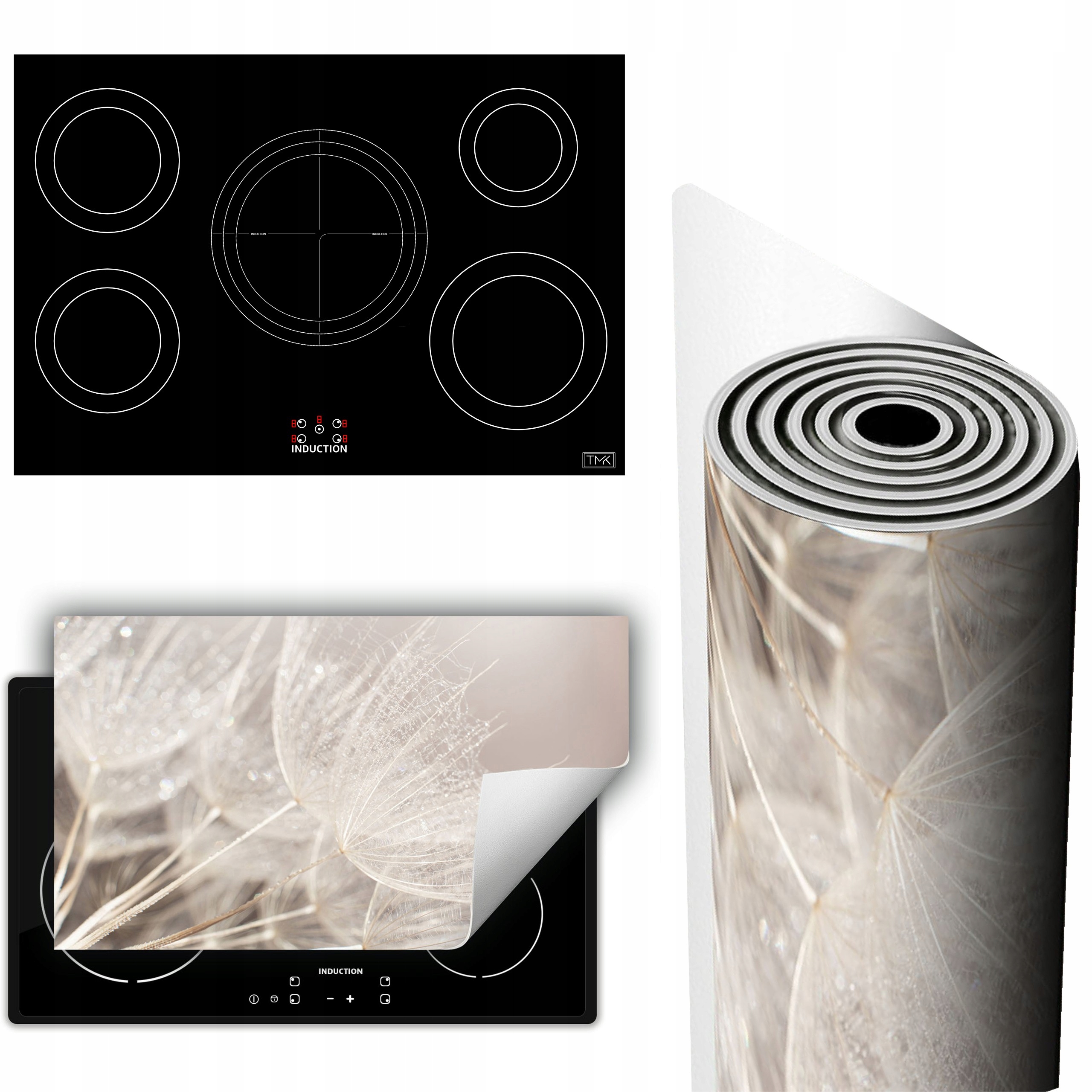 Vinylová Podložka Na Ochranu Sporáku 90x52 šedá květina