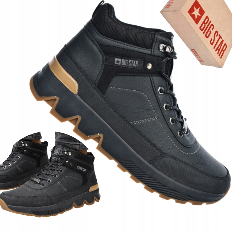 Big Star SS174253 – pánské černé outdoorové trekové boty