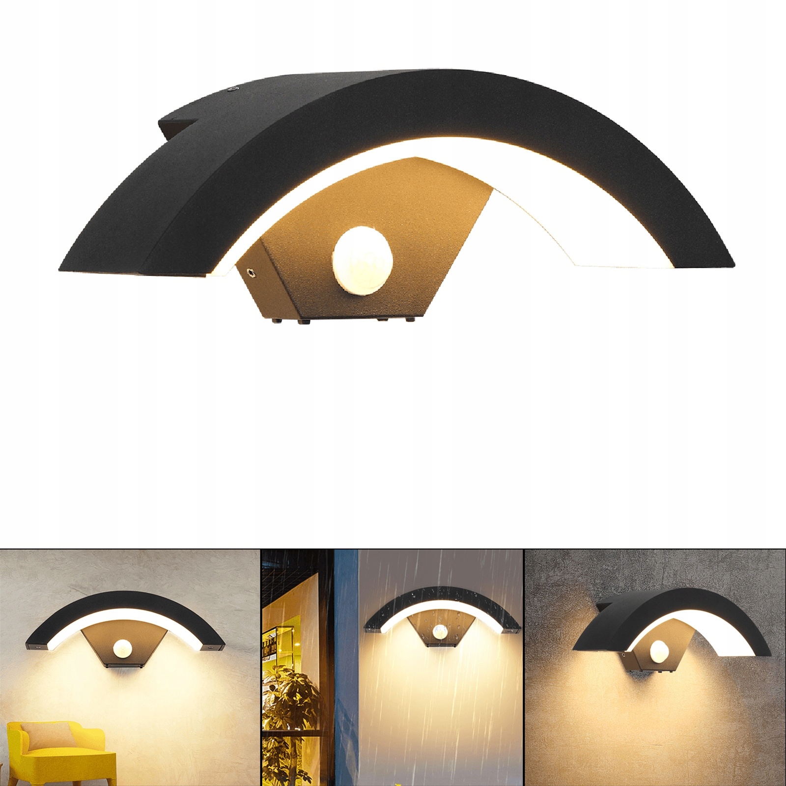 Led nástěnné svítidlo 18 W s pohybovým senzorem IP65, senzor, venkovní lampa