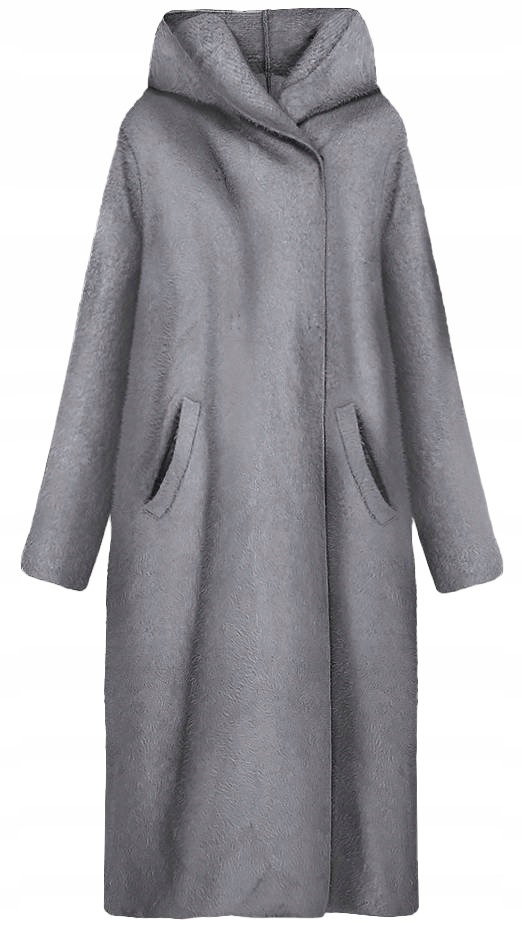 Šedý Plášť Střihu Alpaka Ke Kolenům B6010 Velikost M (38)