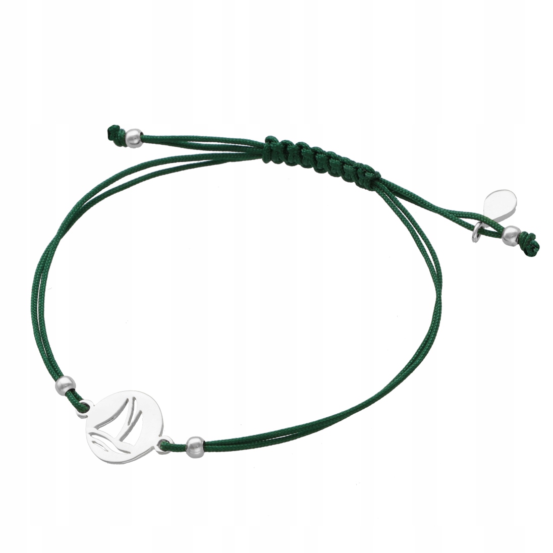 Provázkový náramek plachetnice zelený stříbro