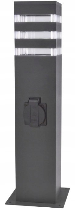 Lampa ogrodowa stojąca z gniazdem prądowym słupek elektryczny Teksas E27