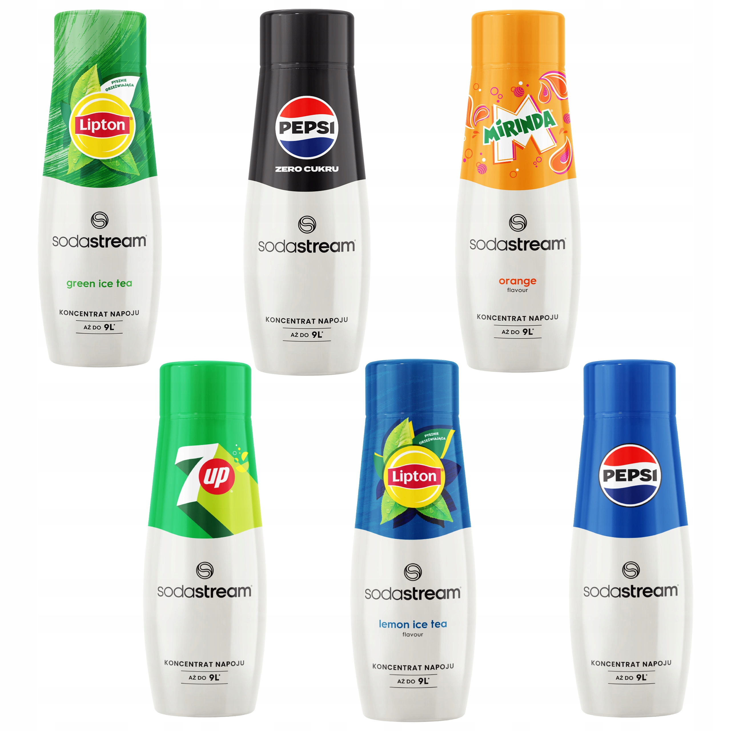 Levně Sirupy do perlivé vody Soda Stream 6 Příchutí Pepsi Mirinda 7UP Lipton