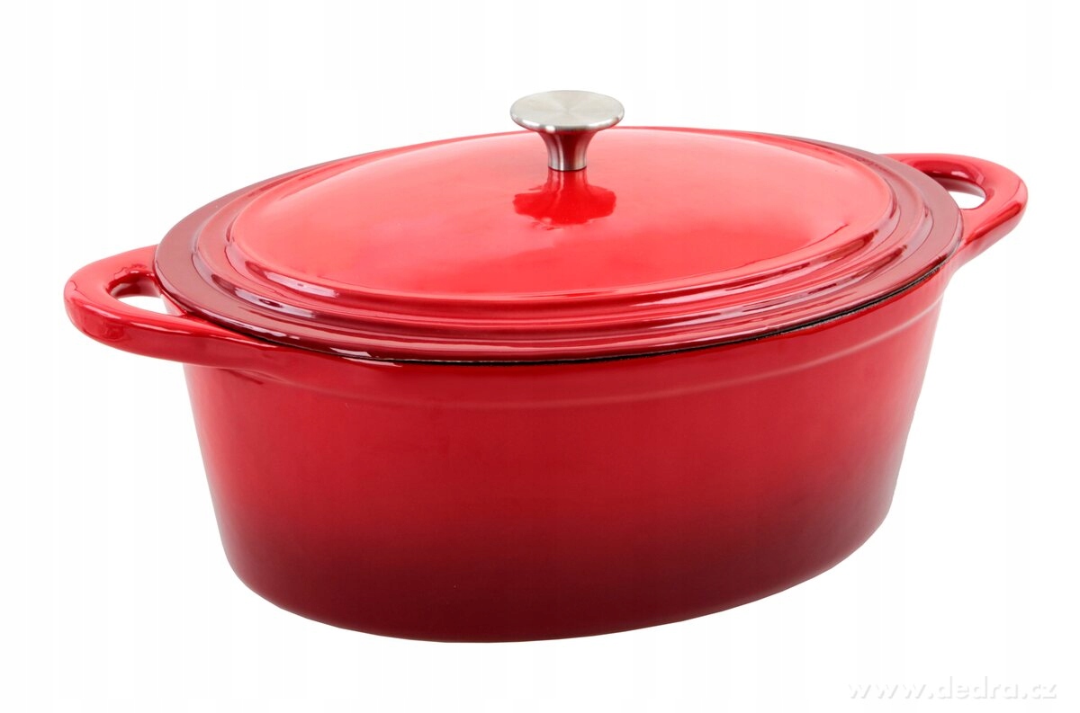 Dedra 7L litinový pekáč, se samopodlévací poklicí, Iron Massive, červený