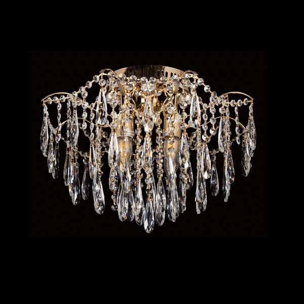 Kryštálový stropné svietidlo, secesné zložito ozdobené osvetlenie jedálne