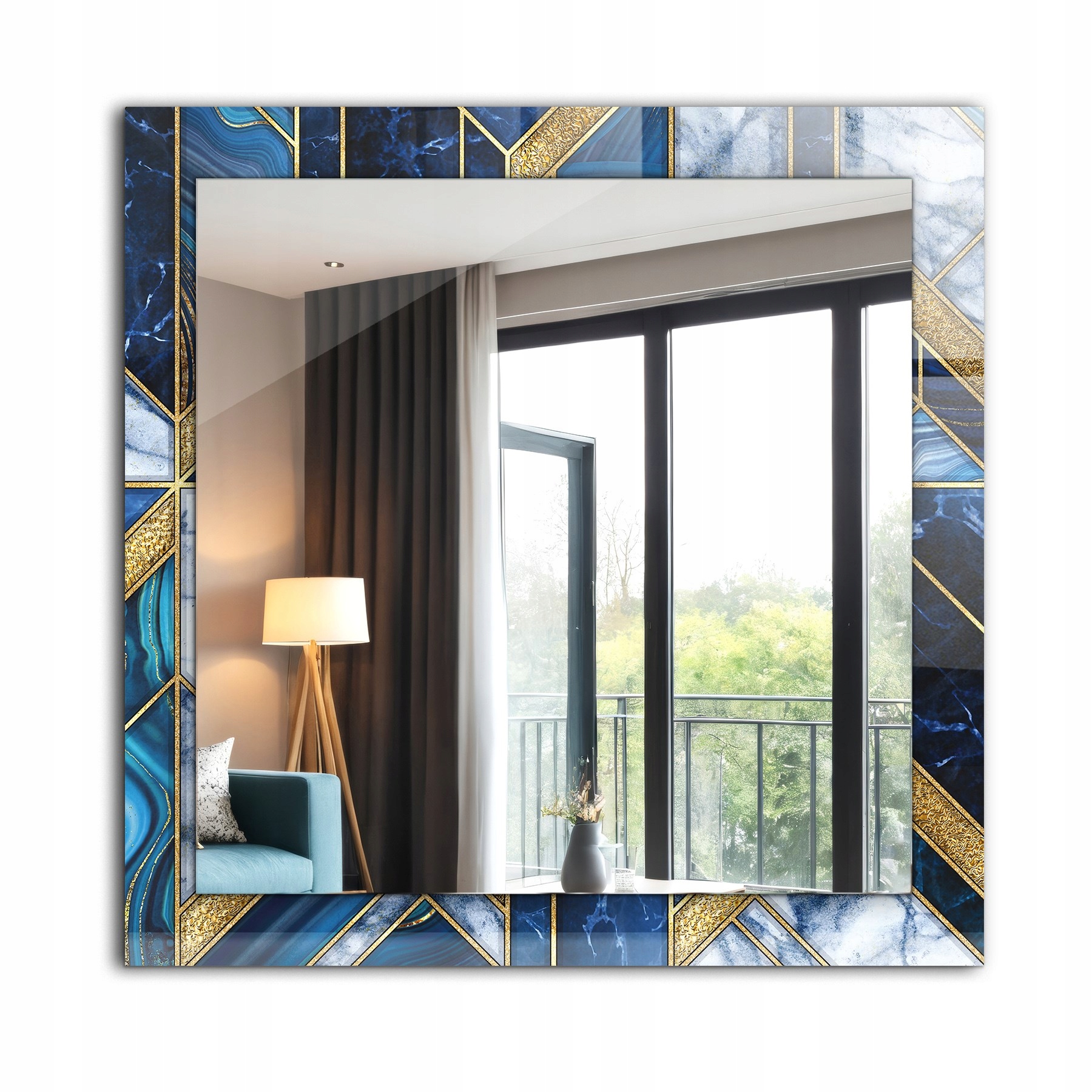 Loftové zrcadlo s s potiskem Abstraktní geometrická mozaika 60x60