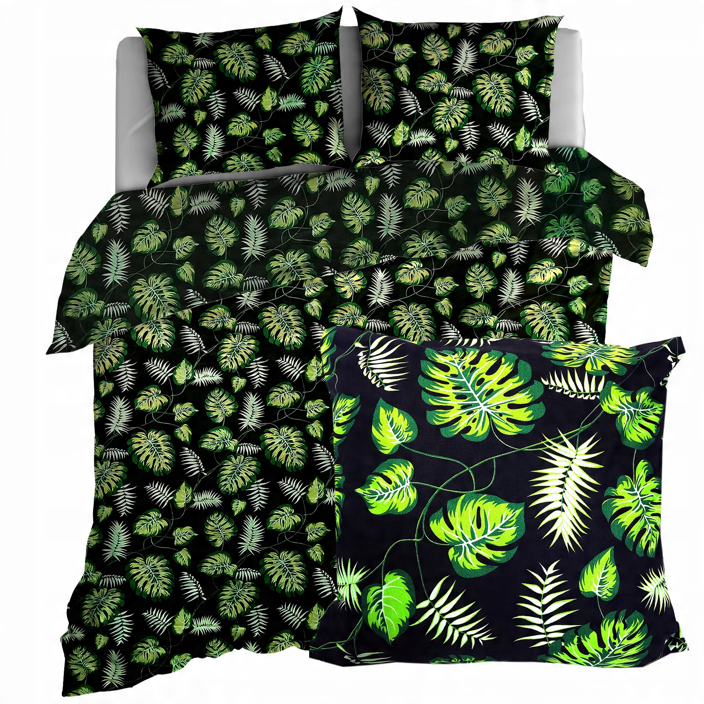 

Pościel Bawełniana 160x200 Czarne Liście Monstera