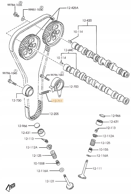 SPRĘŻYNKA NAPINACZ PASKA ROZRZĄDU MAZDA 323 BW BG BA MX-5 NA NB ORYGINAŁ Numer katalogowy części B66012711C