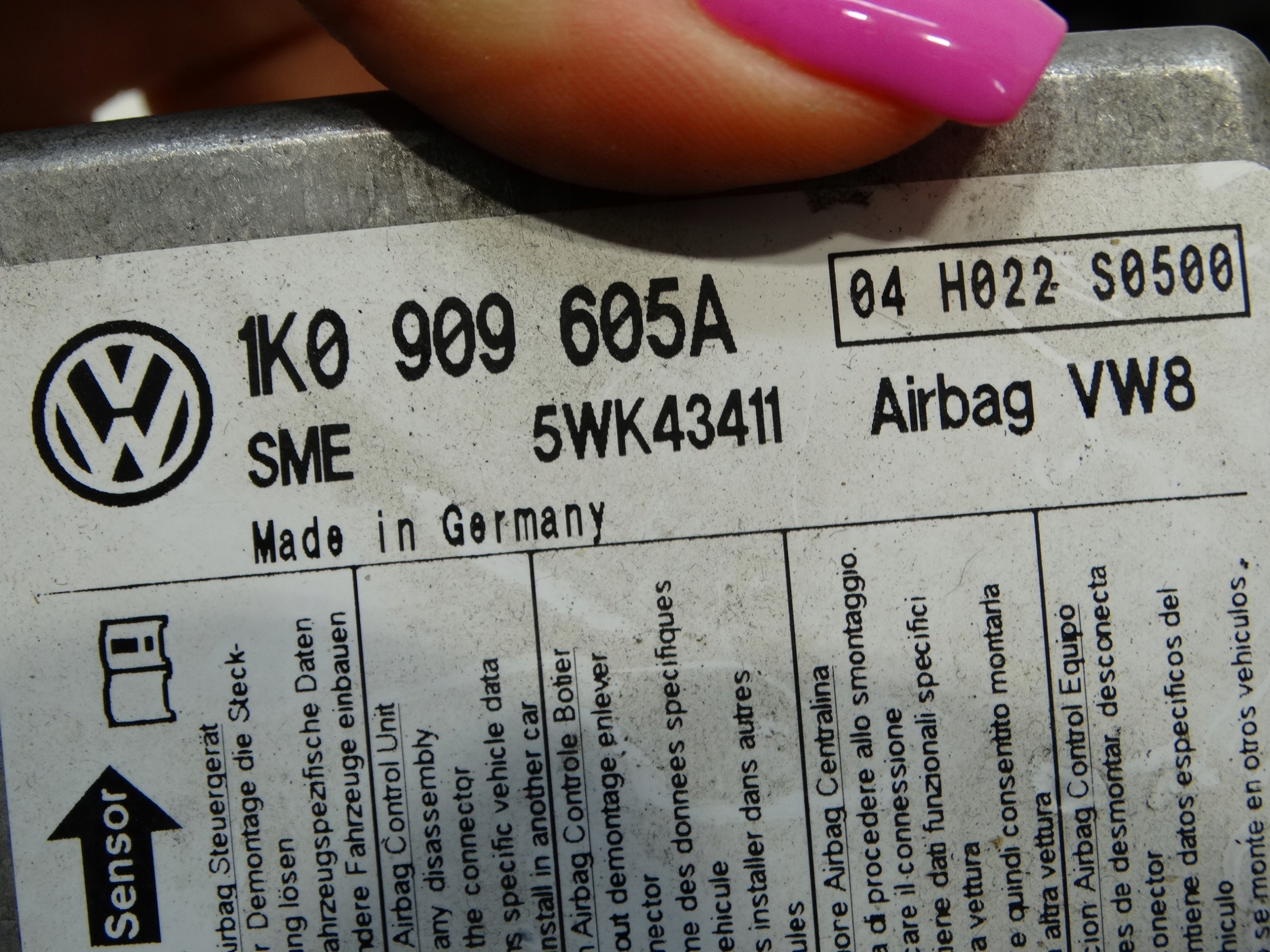 SENSOR modulo airbag airbag SEAT VW SKODA AUDI 1K0909605A