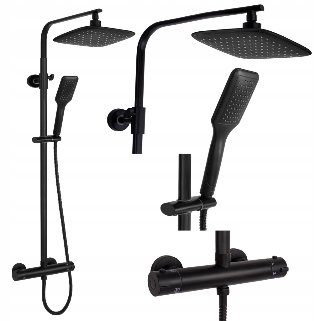 Sprchový set s batériou 150mm Tom čierny Rea -P7101) /sm/