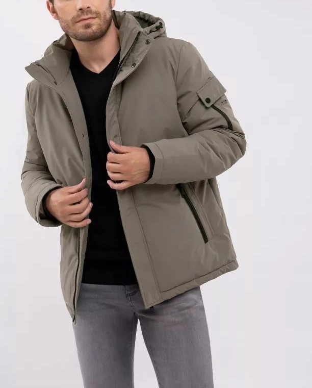 Pánská Zimní Bunda S Kapucí světle Šedá Volcano J-bruno XL