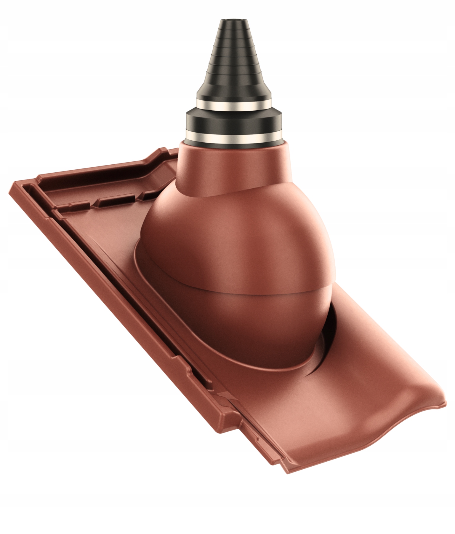 Anténní průchod těsným střešním průchodem Braas Rubín 9V Kasztanová