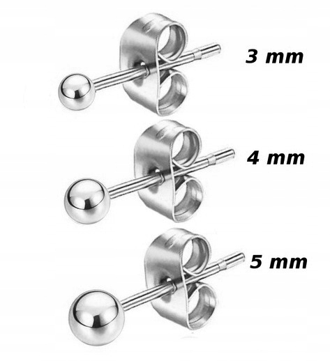 

Kolczyki Srebrne Kulki 3 Sztuki 3,4,5 mm Stal
