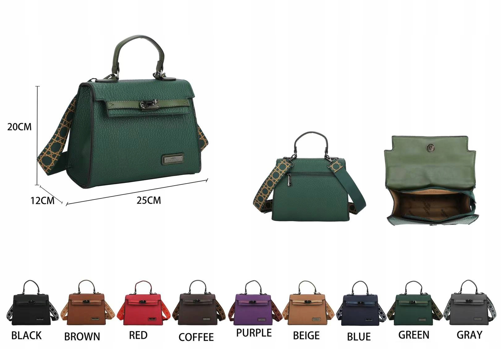 Klasyczna Elegancka Torebka Damska listonoszka 12307 Wysokość 21 cm