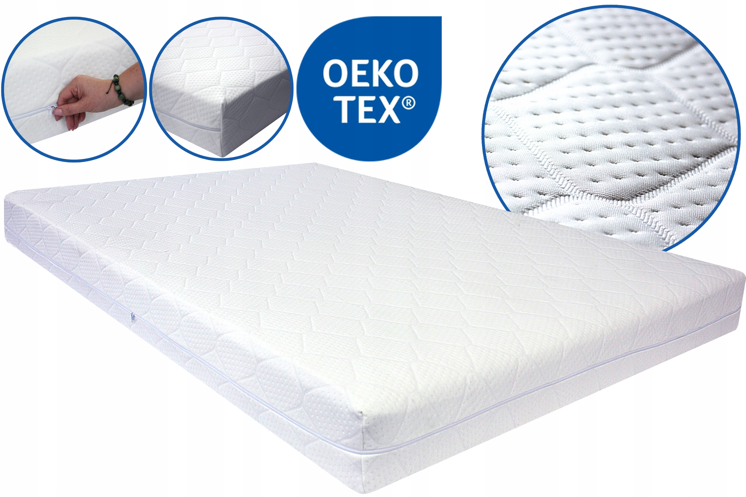 Pikowany Pokrowiec Na Materac 140x200 Zapinany Na Zamek 350G/M2 Wysokość