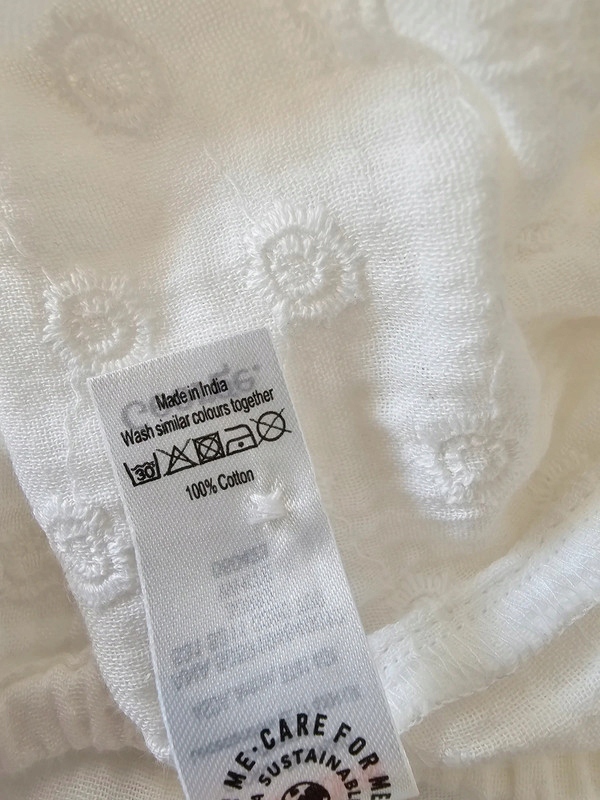 George bluzka biała haftowana na gumie maxi 48 Rękaw krótki rękaw