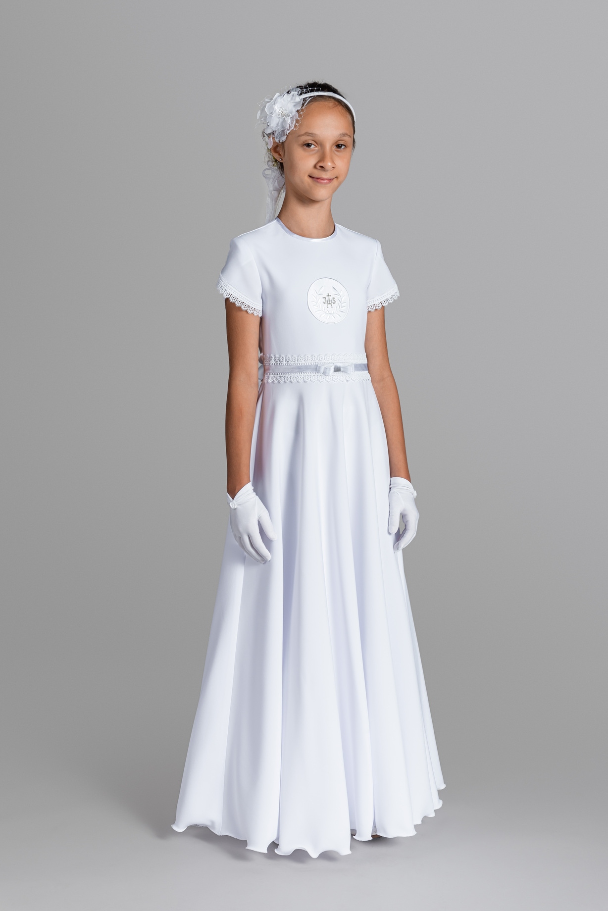 Biała Alba Komunijna PM510 – Wyjątkowa Alba Sukienkowa, Szyta na Miarę