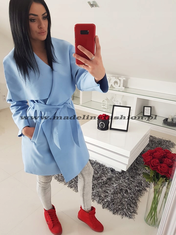 PL DŁUGI PŁASZCZ FLAUSZOWY DUŻO KOLOR FLAUSZ S M L Szerokość pod pachami 53 cm