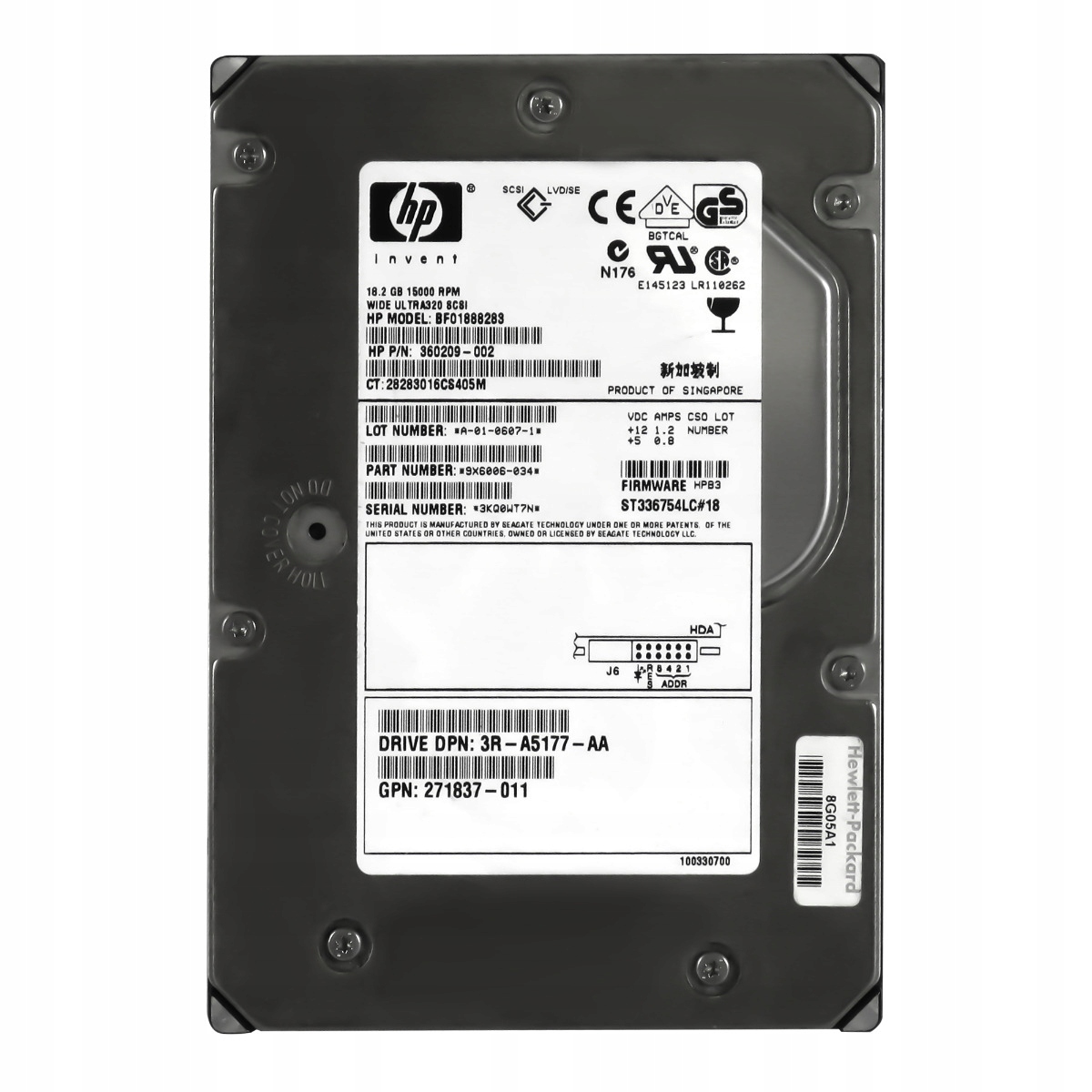 Hp 360209-002 18,2 Gb 15K 8MB Scsi U320 3,5'' BF01888283