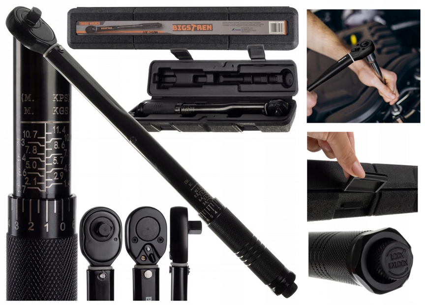 KLUCZ DYNAMOMETRYCZNY precyzyjny z Blokadą Etui prezent 3/8 " 7-112nm