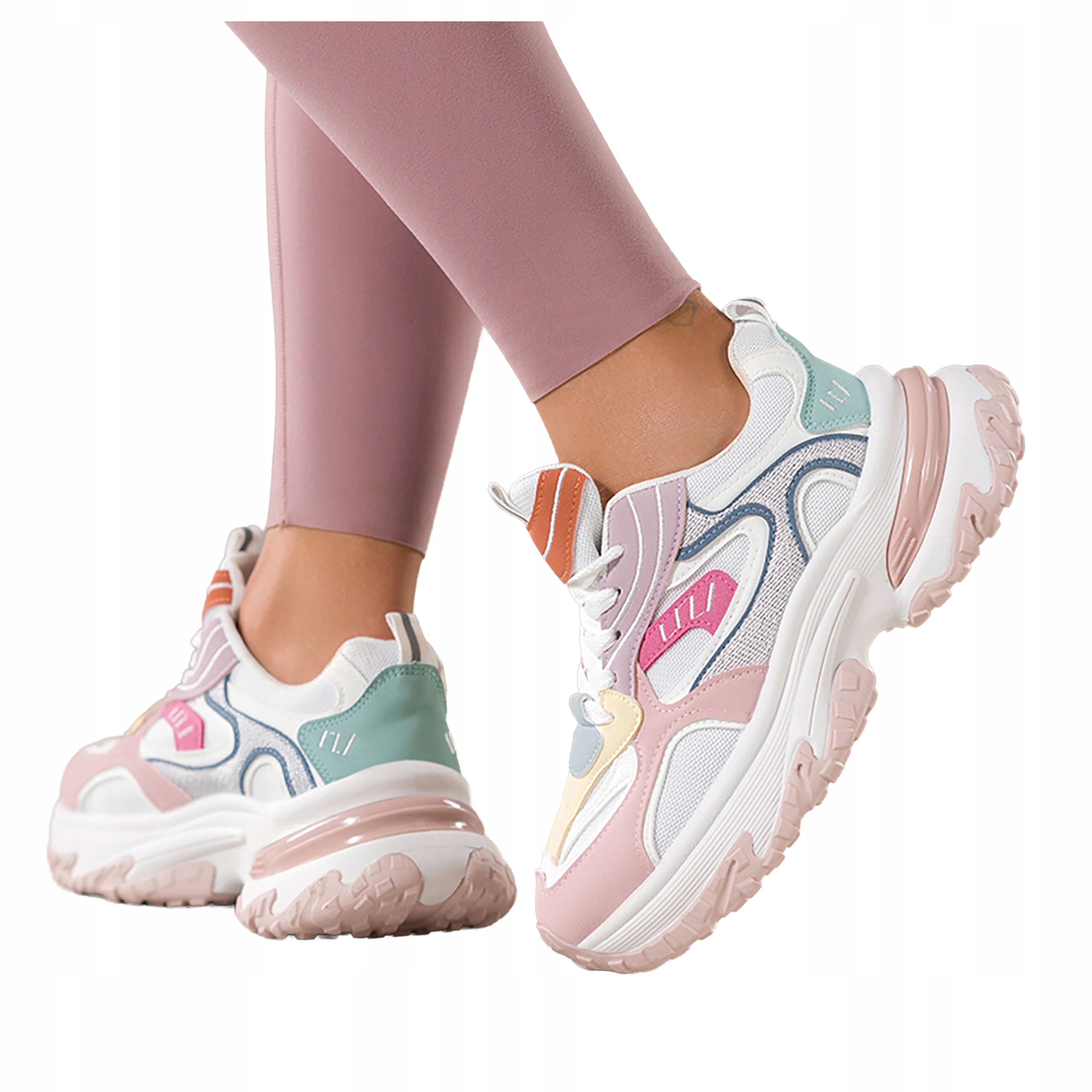 Vícebarevné dámské šněrovací tenisky na platformě Sportovní velikost 37