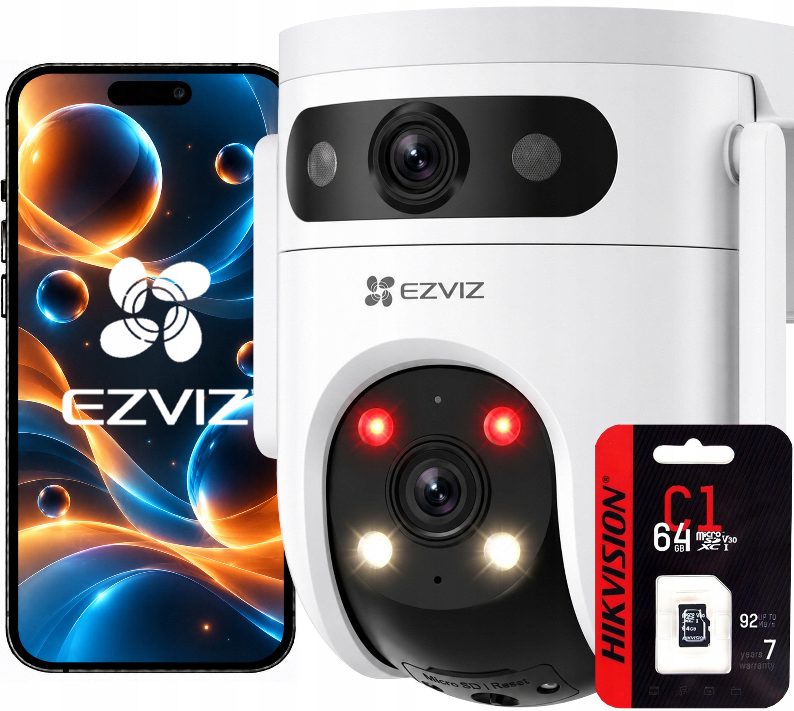 Otočná kamera WiFi 10Mpx Dual Lens H9C (5MP+5MP) Ezviz karta Sd 64Gb
