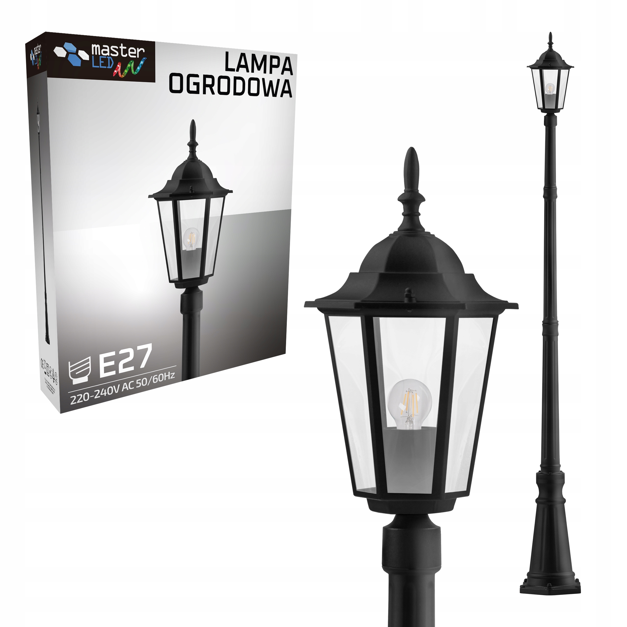 Lampa Led Ogrodowa stojąca zewnętrzna lampion E27 Słupek