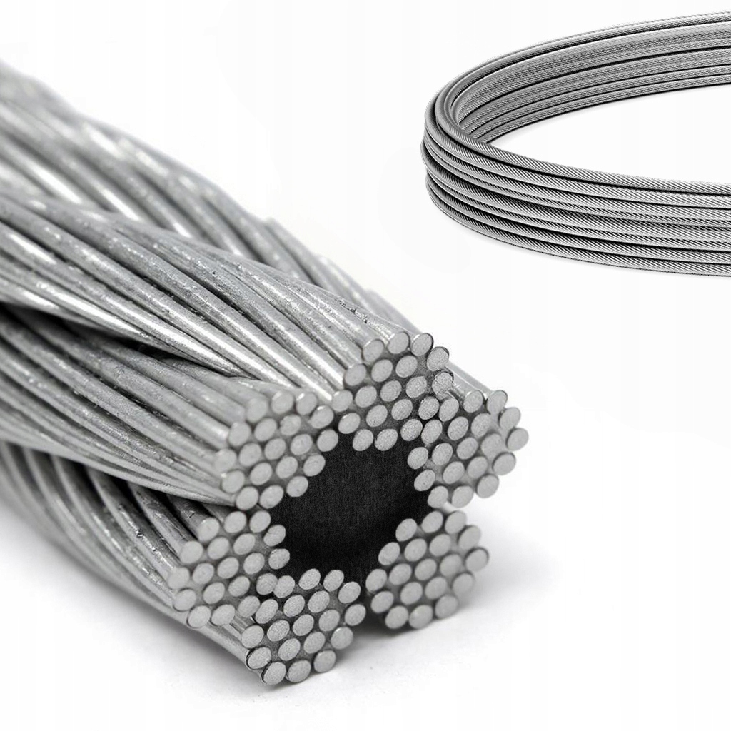 Ocelové lanko Oc pozink pozinkované, kovová pevná vazba 6x19 8 mm 20 m