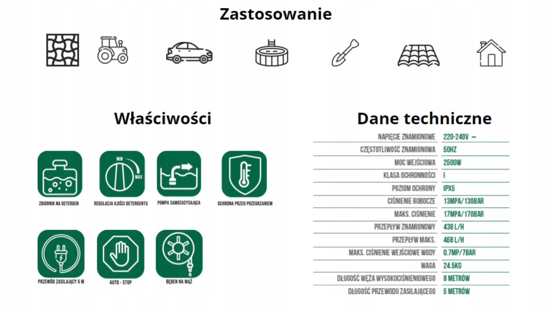 Myjka ciśnieniowa Stalco 110 bar 2000 W Ciśnienie robocze 110 bar