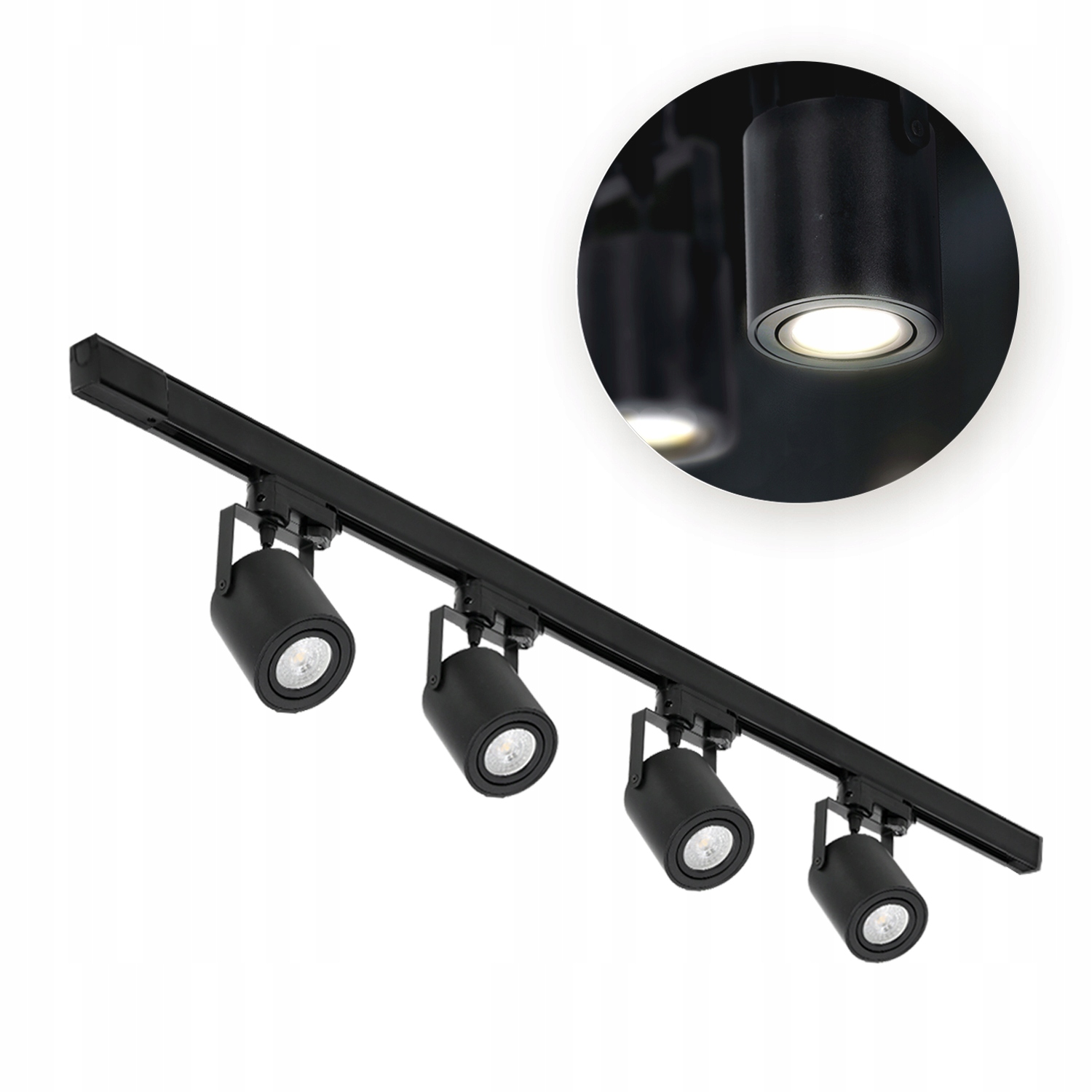 3-fázový kolejnicový systém 4x reflektor na GU10 kolejnice 1 m, sada černá