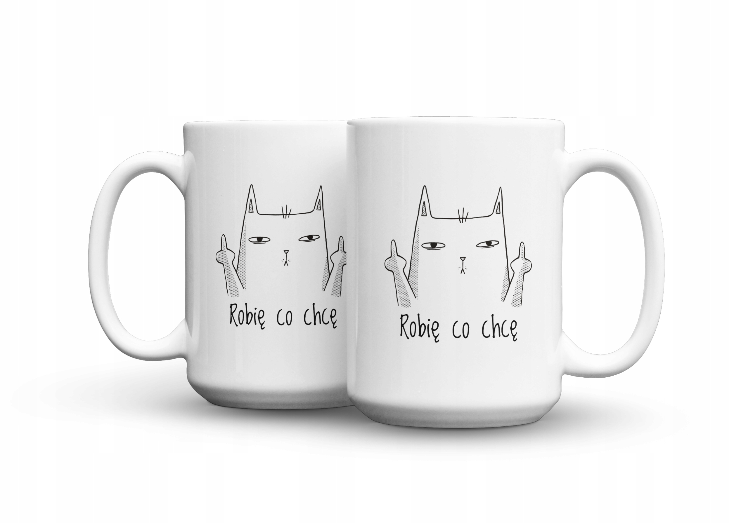 

Kubek 450 ml z grafiką i tekstem Kot Robię co Chcę