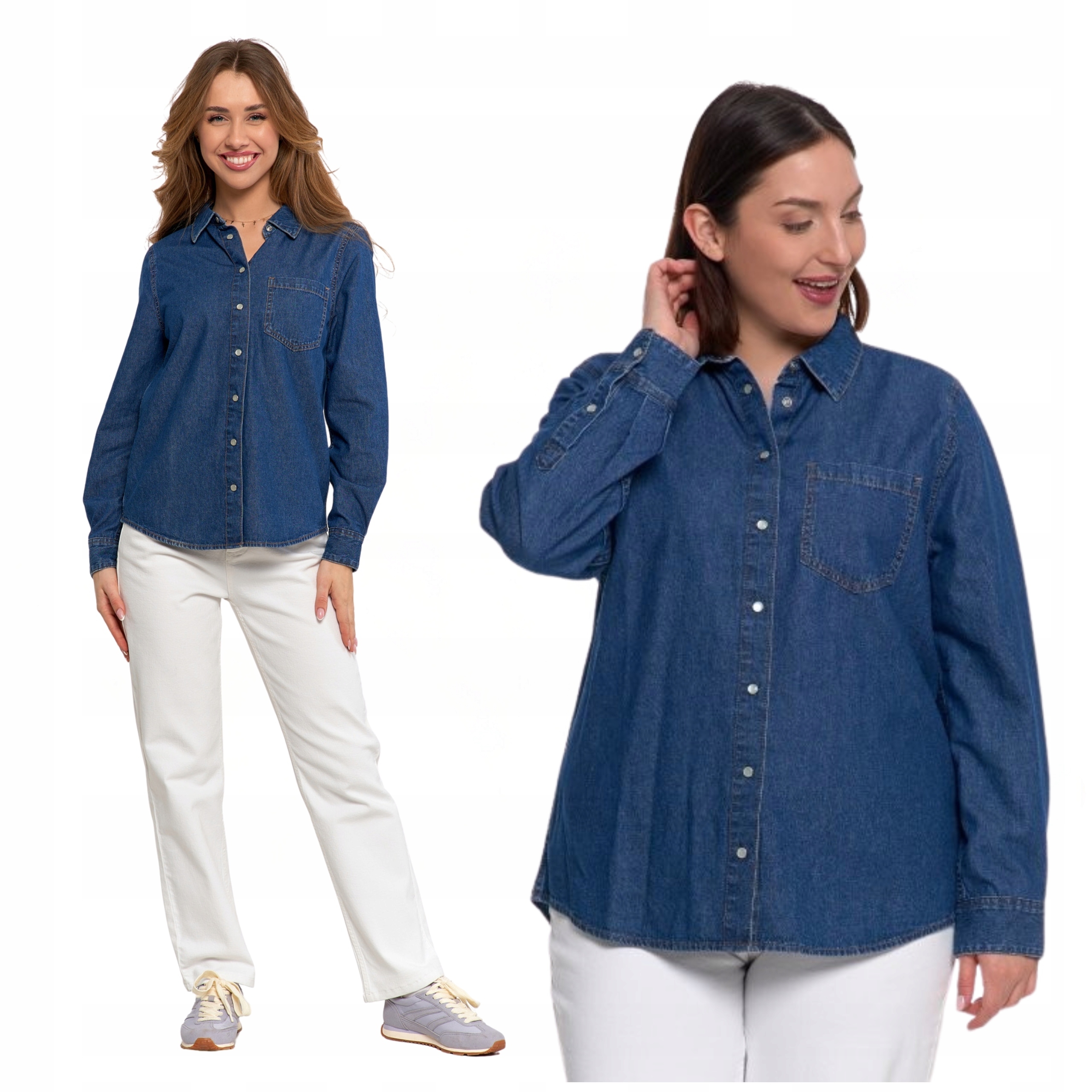 Volná dámská džínová košile rozepínací Módní 100% Bavlna Klasika Moraj S