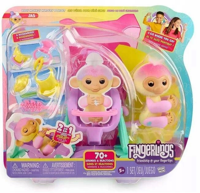 Zdjęcia - Figurka / zabawka transformująca WowWee Fingerlings Zestaw 2W1 Interaktywna Małpka Jas Posie na palec Akcesoria 