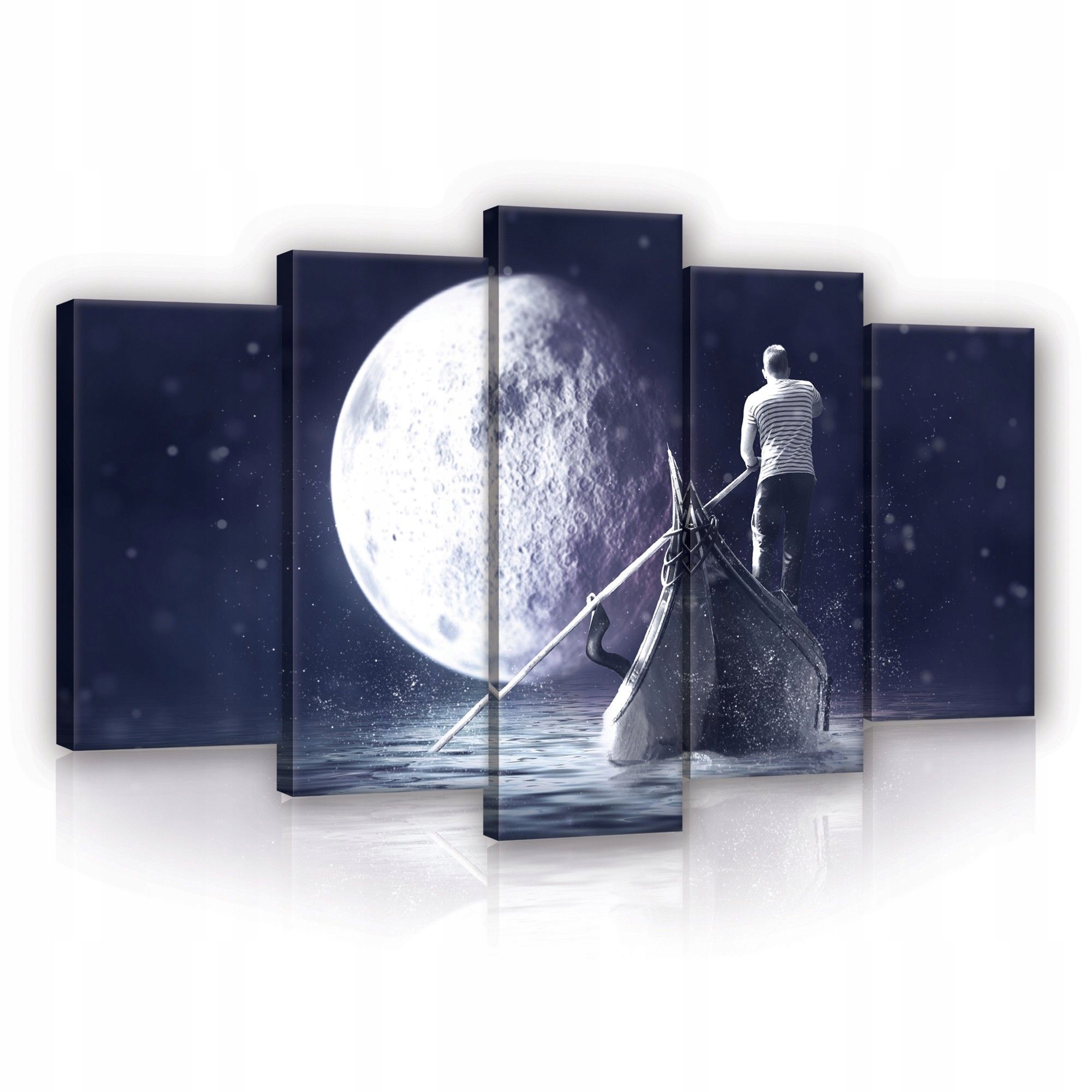 Obraz 100x60 Noc měsíc gondola loď voda obloha hvězdy klid spánek