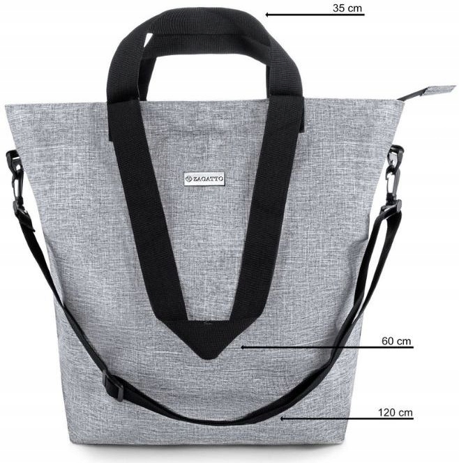 ZAGATTO Shopperka torba damska duża torebka szara shopper pojemna na ramię Materiał dominujący inny