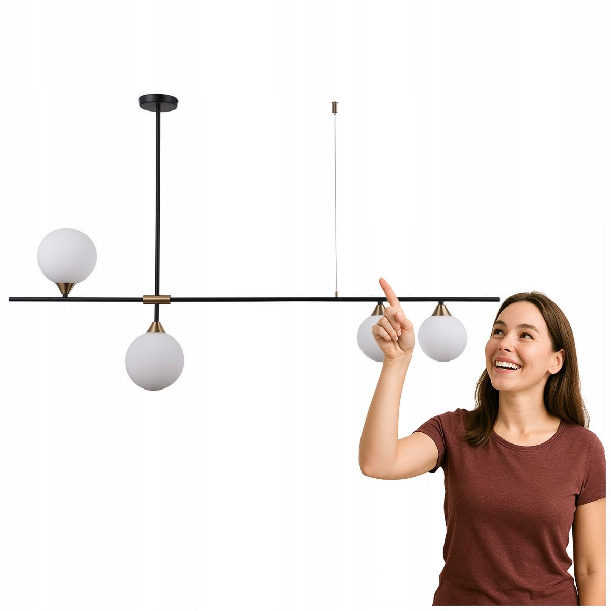 Závesná lampa Belmonte čierna s mosadznými akcentmi 4xG9 Italux