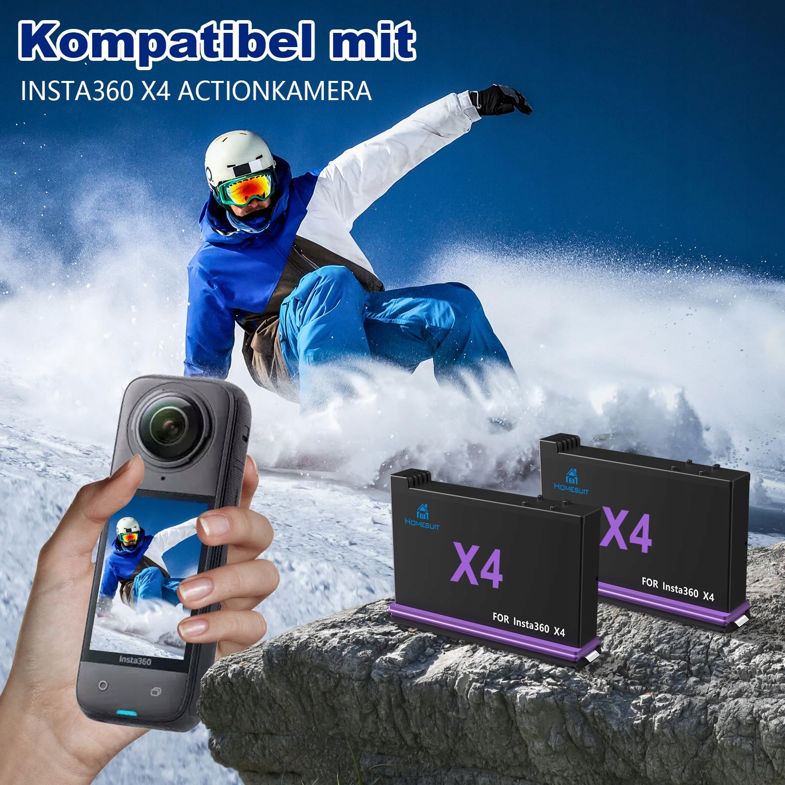 Homesuit Akumulator 360 X4 2500 mAh i szybka 3-kanałowa ładowarka USB — miniatura 2