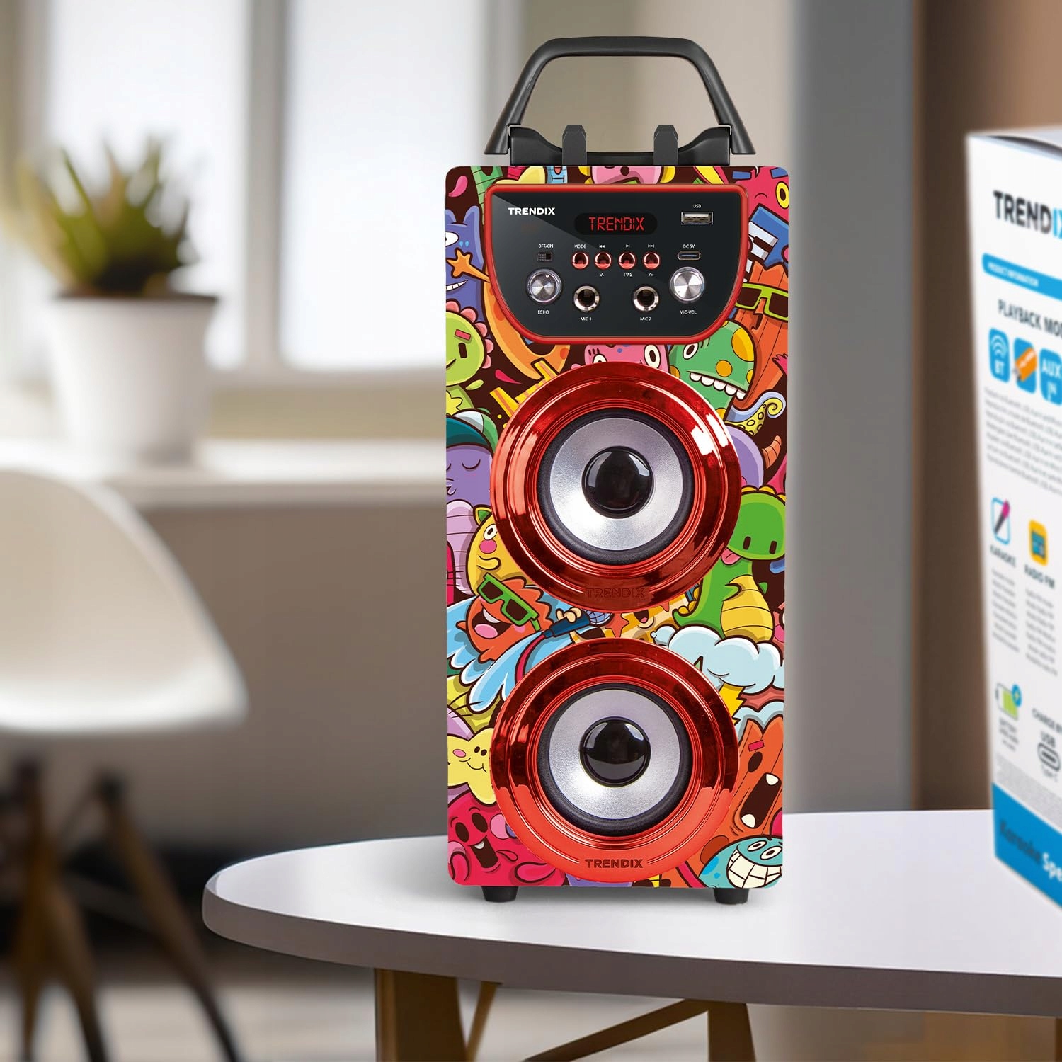 TRENDIX Karaoke Dla Dzieci Z Mikrofonami Bluetooth USB Radio FM SD — miniatura 5